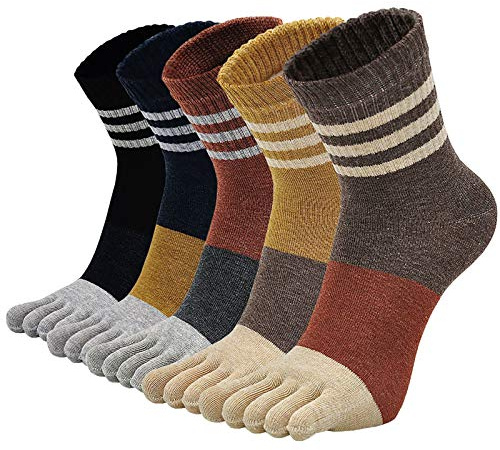 LOFIR Calzini con Dita Separate da Donna Calze 5 Dita in Cotone, Calzini Invernali in Cotone da Donna Calze Termiche con le Dita dei Piedi, Taglia 35-41, 5 paia
