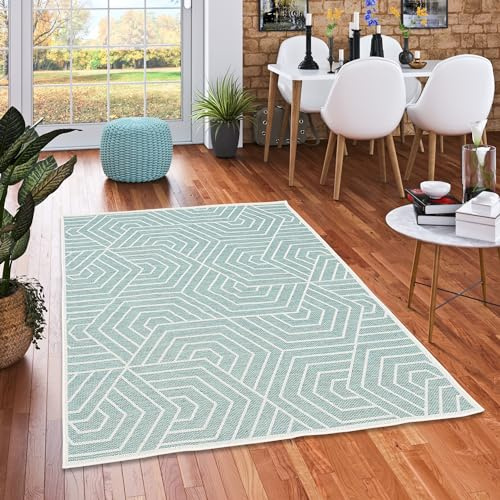 Pergamon In & Outdoor Flachgewebe Sisaloptik Natur, Terrasse und Balkon Teppich Ottawa Mintgrün Trend in 5 Größen