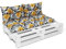 Amilian Palettenkissen Set 1x 120x60 cm+ 2X 40x60 cm- Auflagen, Kissen & Polster, Ideal für Indoor und Outdoor Nutzung- Bodenkissen, Robustes Palettenkissen Outdoor - Monstera Grau Gelb