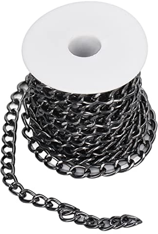 Buachois 5M Rotolo Catene per Cordoli, 10x6.5mm Catena a Maglia Barbazzale in Alluminio con Rocchetto per Realizzazione di Collane, Gioielli