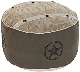 DKD Home Decor Cojín Suelo Beige Poliéster Algodón Piel Vintage (50 x 50 x 34 cm)