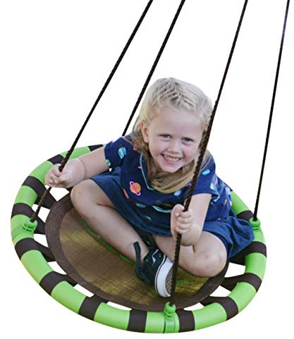 Swurfer Orbit Tree Swing, Saucer Swing - Tree Swings for Kids Outdoor, Outdoor Swings for Kid, Weather Resistant, Padded Frame, Durable, Mesh, Quick and Easy Tool Free Assembly, Age 3 and Up (24 Inch)