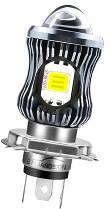 Ruiandsion Faro LED H4 para motocicleta CC 10-80 V, 12 W, 3500 lúmenes, chips LED con proyector HD, haz alto/bajo, bombilla LED de repuesto de luz halógena P43T, color blanco
