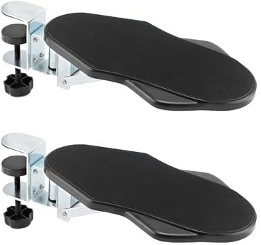 QWORK® Conjunto de 2 Reposabrazos de escritorio ergonómico, Accesorios de escritorio para soporte de reposabrazos y soporte para muñeca, Giratorio 180° y plegable 90°
