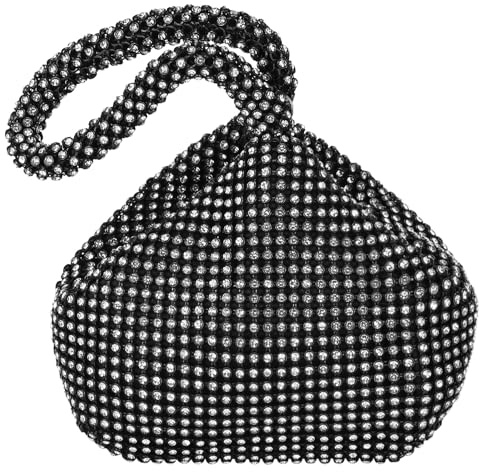 sourcing map Women's Evening Bags, Sparkly Rhinestone 5.91 Mini Clutch Vintage Triangle Small Purse Handbag for 1920s Party Wedding, Black
