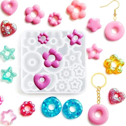 moldes de resina para joyas, moldes de silicona para pendientes, moldes de resina epoxi para collares colgantes, para hacer joyas, colgantes, collares, pendientes, adornos y llaveros