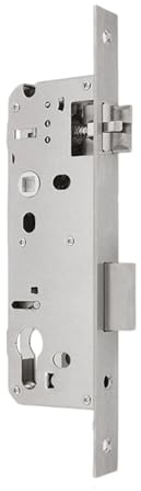 Serrure à cadre tubulaire en acier inoxydable - Serrure à encastrer pour le travail du métal - Distance : 85 mm - Cylindre de serrure de porte - Serrure de porte avec languette en U - Pour portail de