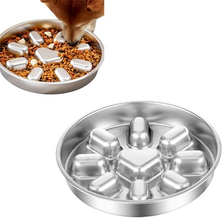 Ciotola per Cani a Alimentazione, Ciotola Cane Slow Feeder, Mangiatoia Anti Ingozzamento in Acciaio Inox Adatta per Cani di Piccola E Media Taglia E Gatti, Diametro 23 Cm