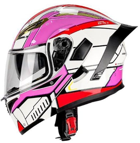 Caschi da Moto Apribili E Modulari Per Uomini e Donne Casco Integrale Modulare Certificazione DOTECE Caschi da Scooter Apribili con Doppia Visiera Caschi Motocross Four Seasons G,L=59~60CM