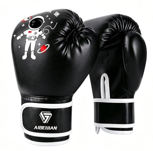 Tcdwla Gant de Boxe Enfant, 1 Paire Gants de Boxe Enfant 6oz(Noir 2)