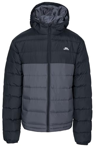 Trespass Mens Padded Jacket Oskar - Contrast Zip, Full Cuffs Elastication, Grown on Hood, Padded Quilted, Rounded Dip Back, 2 Pockets, Wind-Resistant, Water-Resistant