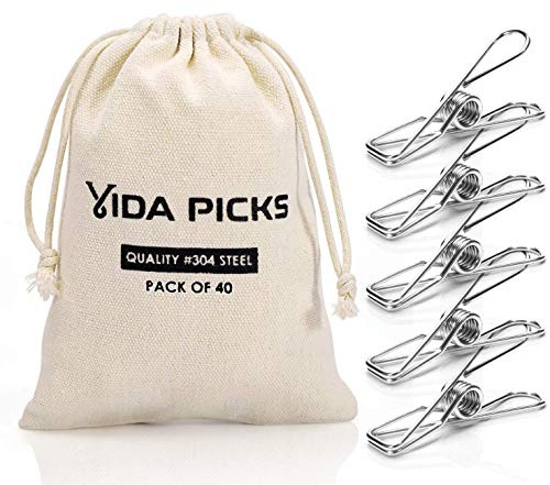 Paquete de 40 alfileres de Alambre Resistentes al Aire Libre, pasadores de Acero Inoxidable para Colgar Ropa, Pinzas de Ropa de Metal, Clips de Ropa, Pines de lavandería de 1,8 mm de diámetro y 6 cm