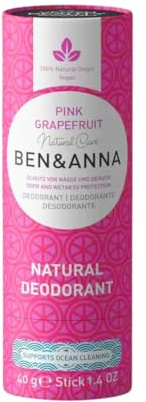BEN & ANNA PINK GRAPEFRUIT- Natürliches Deo-Stick für Herren und Damen | Vegan & Naturkosmetik | Nachhaltig in Papertube | Gegen starkes Schwitzen | Aluminiumfrei (40 g (1er Pack))