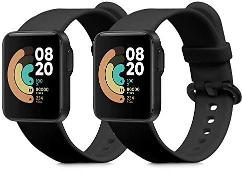 kwmobile 2X Uhrenarmband für Xiaomi Mi Watch Lite/Redmi Watch Armband - Fitnesstracker Band Set aus TPU Silikon - Ersatzarmband Smartwatch - Schwarz Schwarz