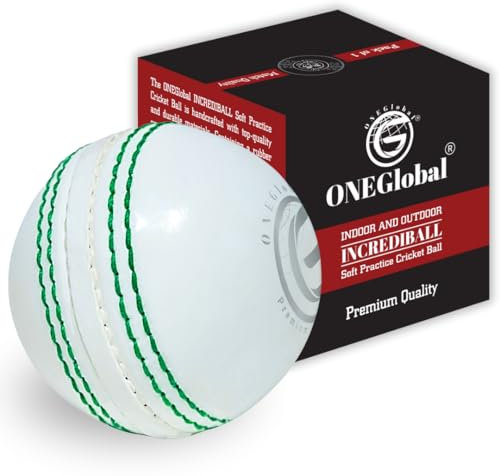 ONEGlobal Soft & Safe Practice Cricket Ball | Weicher & Sicherer Gummi-Cricketball zum Üben | Mit Echter Naht & Kern für Hüpfen & Schwingen | Ideal für Selbstvertrauen & Streichhölzer (1-Weiß)
