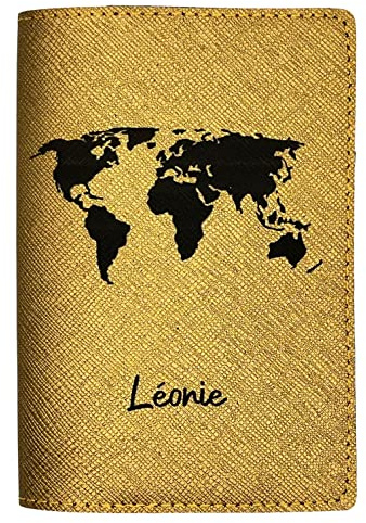 Protège Passeport Personnalisé, Porte Passeport Made in France, Pochette Passeport 100% Personnalisable, Étui Passeport Voopies, Protection Passeport Cuir, Housse Documents Voyage. (Or)
