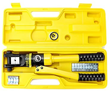 QWORK® pince à sertir hydraulique,12t coffret de outil de sertissage, avec 8 matrices de sertissage 10-120 mm²