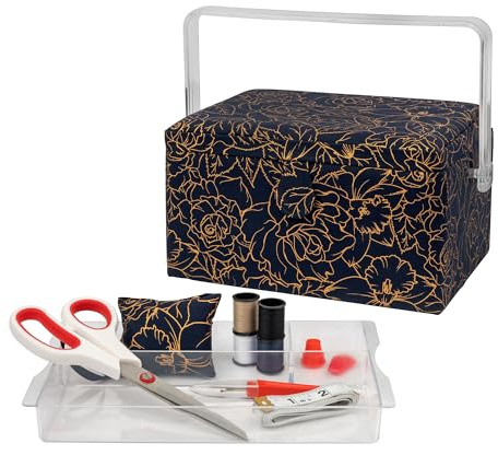 SINGER Large Sewing Basket Foiled Floral