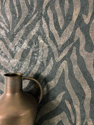 NEWROOM Tapete Schwarz Vliestapete Streifen - Streifentapete Modern Braun Anthrazit Zebrastreifen Linien Mustertapete Animal-Print Zebra inkl. Tapezier-Ratgeber