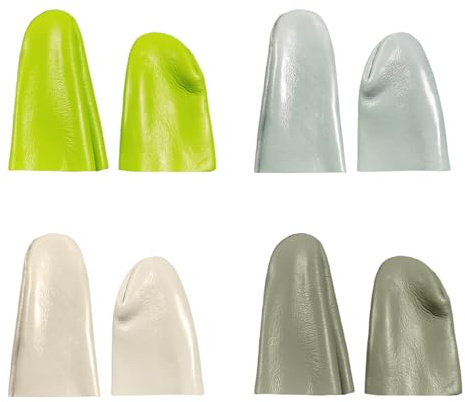 HDGSAFD 4 par fingerborgs-fingrar, skyddande fingerlingar, läderfingerset, synål pysseltillbehör, gör-det-själv-sömnadsverktyg
