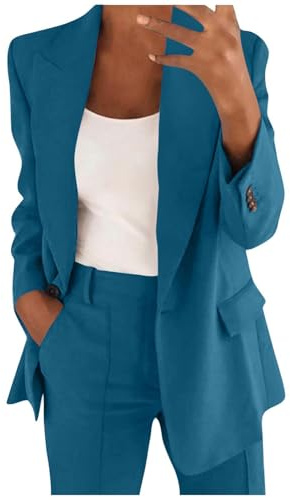 Veste Blazer à Manches Longues Décontracté élégant pour Femme - Couleur Unie Bureau d'affaires avec Boutons