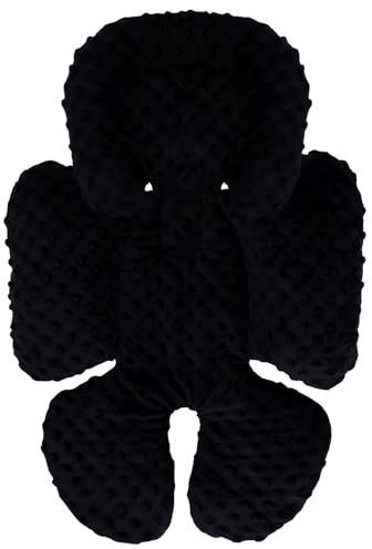 KAKIBLIN Infant Car Seat Insert, Baby Carseat Head & Body Support for Newborn, 2-in-1 Reversible Baby Car Seat Cushion, Soft Stroller Cushion Insert for Bouncer, Strollers, Swing (Black)