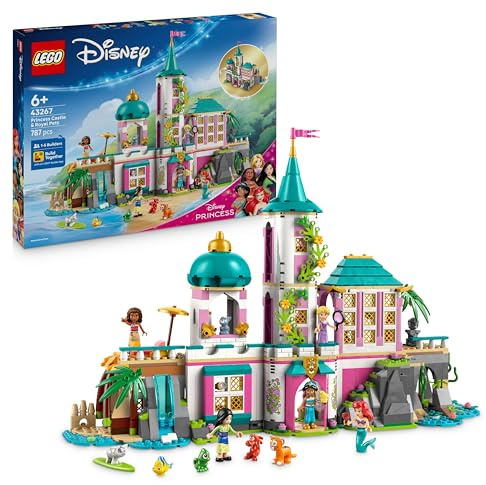 LEGO ǀ Disney Princess Castle & Royal Pets - Modular Toy with a Detailed Interior - incl. Ariel, Rapunzel, Mulan, Jasmine & Moana Mini Dolls with their Pets - Gift for 6+ Year Old Girls - 43267