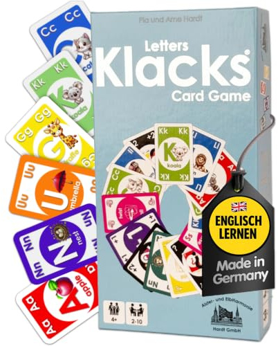 Letters Klacks - Jeu de cartes ABC pour enfants à partir de 4 ans | Alphabet Apprentissage en anglais | 148 cartes I Alster- und ElbHarmonie