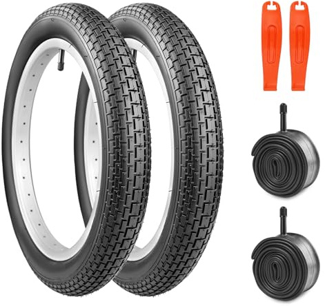 MEGHNA 16 x 2,35 pulgadas neumáticos de bicicleta + 2 cámaras de aire + 2 parches de reparación, uso diario premium y neumáticos MTB para bicicletas de equilibrio para niños
