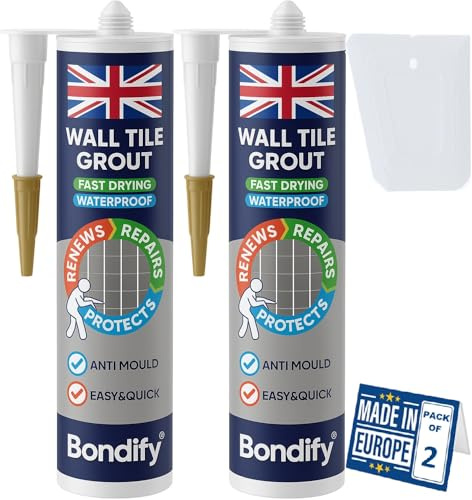 BONDIFY Waterproof Wall & Floor Tile Grout White Cartridge Ready Mixed 450g