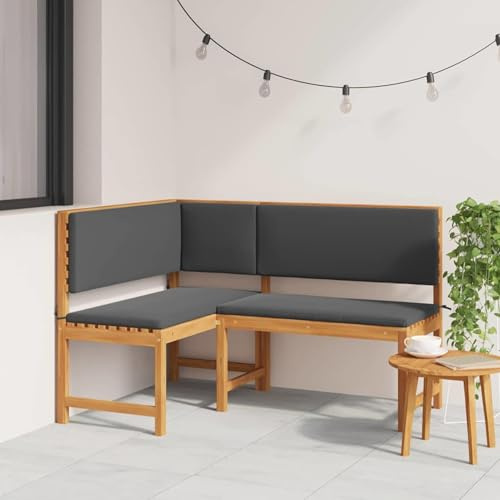 Swpsd Garden Corner Bench Brown 140 x 100 x 91cm Solid Acacia wood bench Model4107150
