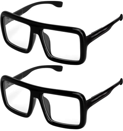UOCAI 2 pezzi Occhiali luce blu quadrati con filtro UV montatura occhiali uomo donna fashion occhiali grande telaio nero bianco stile nerd fake per ufficio lettura computer casa viaggio