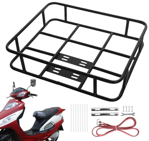 Portabicicletas trasero – Cesta ajustable para bicicleta de carga, marco de metal impermeable, soporte estable, soporte de almacenamiento grande, soporte delantero y trasero | Cesta de bicicleta