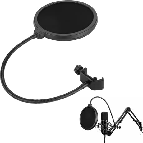 Filtro pop profesional, micrófono antipop con cuello de cisne flexible de 360°, para Blue Yeti, Snowball, Quadcast y cualquier otro micrófono, ideal para grabaciones claras