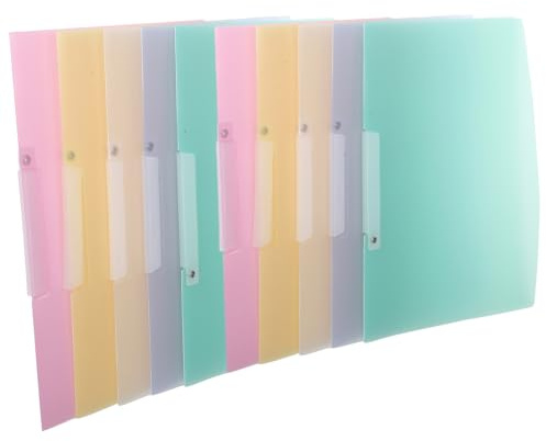UTHCLO Cartelle di Presentazione con Clip Oscillante Organizer per Documenti in Plastica Portatile Pieghevole Set da 10 Copertine per Report con Apertura Laterale per Ufficio Scuola