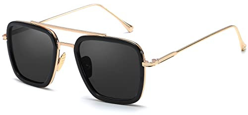 SHEEN KELLY Retro Square Sunglasses Classic Glasses Metal Frame for Men Women Eyeglasses