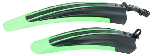 vhbw Fahrrad Schutzblech Set für Vorderrad, Hinterrad zur Montage an alle Mountainbikes mit 24 / 26 Reifen - schwarz/grün