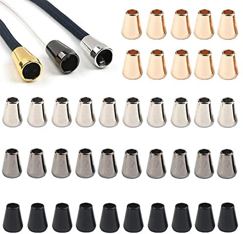 Metall Kordelendstücke,40Stück Metall Kordelenden Kordelstopper Einloch Kordelenden Kordel Verschluss Kordelklemme für Schnüre Kordeln Fäden von Lanyard Kleidung Rucksack Sportwear Paracord