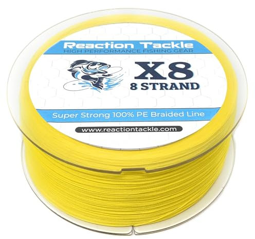 Reaction Tackle Braided Fishing Line - 8 Strand Hi Vis Yellow 10LB 300yd