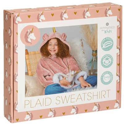 Atmosphera - Plaid Sweatshirt Capuche Licorne - Rose