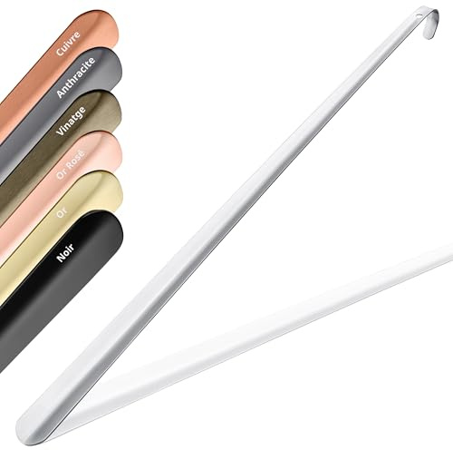 JK Trade® 62 cm stabil skohorn i rostfritt stål, lång skohorn för stående | snabb och skonsam mot ryggen | perfekt längd och bredd | skohorn | affärssilver