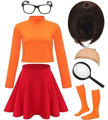 HMPRT Velma Dinkley Scooby Doo Costume sexy d'Halloween Daphné et Shaggy pour femme - Taille XL