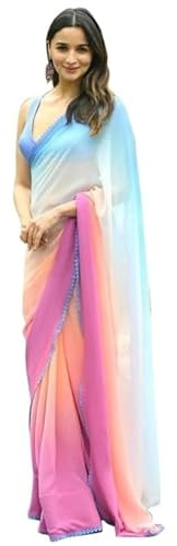 Jaanvi fashion Women's Pre Pleated One Minute Ready to Wear Saree with Unstitched Blouse Piece indian sarees for women