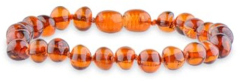Braccialetto in vera ambra baltica – Cavigliera lucida color cognac – 100% autentica ambra baltica – Gioielli fatti a mano, 18 cm, Gemma
