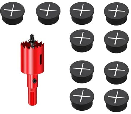 DuDuZui 10PCS 25mm Desk Grommet, Desk Hole Cover Organize Office and Home Table Cable, Cable Wall Grommet with 1 Hole Saw (Black_25mm)