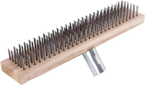 Drahtbesen Zur Moosentfernung Mit Stiel,Drahtbesen 20/30/45cm Stahlbesen,Edelstahl-Metalldrahtbesen,Wiederverwendbare Kratzbürste,Garagenbesen Strapazierfähig Für Gehweg,Terrasse,Deck Reinigung (30cm)