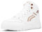 Sosenfer Damen Keilabsatz Schuhe High Top Hidden Wedges Sneakers mit Keilabsatz Plateau Freizeitschuhe Platform Walking Schuhe Turnschuhe Weiß Golden 37XIN