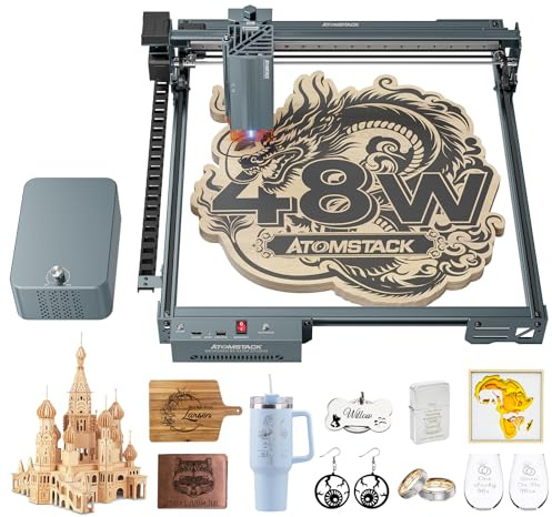 ATOMSTACK 48W Laser Engraver, A40 PRO V2 Laser Cutter with Auto Air Assist, Bulk Engraving Cutting High Accuracy Laser Engraving Machine for Wood, Stone, Metal, Acrylic, Leather, Jewelry