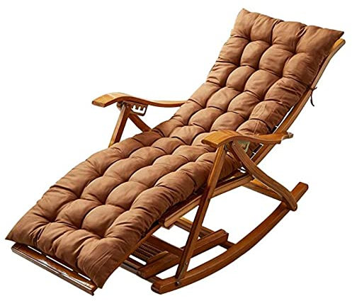 SORVA Klappbarer Liegestuhl für den Außenbereich, 5-Fach Verstellbarer Schaukelstuhl aus Holz, tragbare Freizeit-Sonnenliege für Balkon, Terrasse, Garten, mit Wattepad und verlängerter Fußstütze (