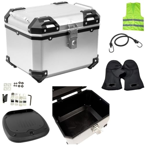 COMPATIBILE CON BMW R 1200 GS ADVENTURE BAULETTO MOTO SCOOTER TOP CASE 38 LITRI PER FISSAGGIO POSTERIORE TRAMITE PIASTRA IN ABS UNIVERSALE VALIGIA DA VIAGGIO 42X36X33CM
